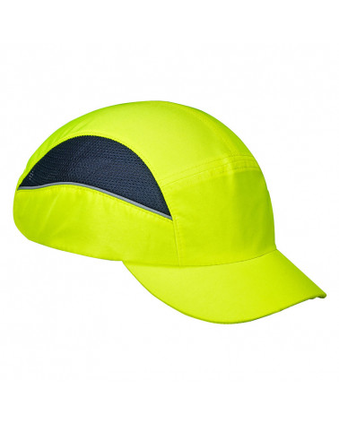 CASQUETTE ANTI CHOCS AIR TECH VISIERE COURTE PC JAUNE FLUO .réf.PS59